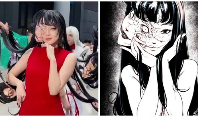 A Girl Made a Terrifying Cosplay of a Manga Character (2 photos + 1 video)