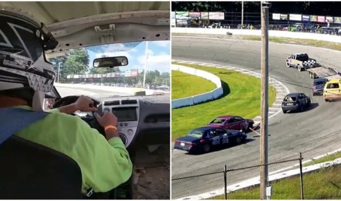 Wild stunt race in the US challenges drivers to leap onto a moving flatbed trailer (1 photo + 2 videos)