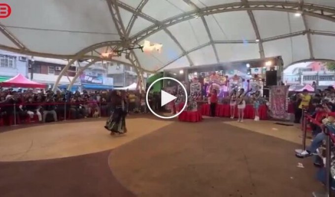 A dancer caught fire during a fire show at a festival in Taiwan.