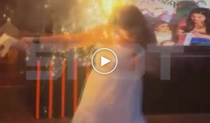 Fireworks exploded in the hands of an Indian woman at her daughter's birthday party