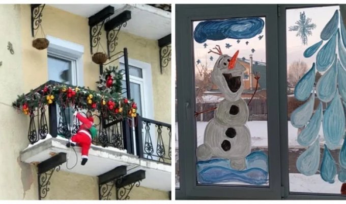 30 examples of New Year's windows and balconies that have become works of art (31 photos)