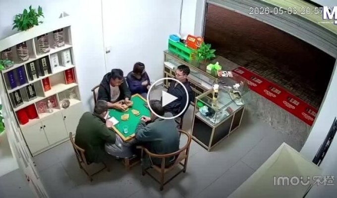 A quiet evening for adults was suddenly interrupted by a falling cabinet
