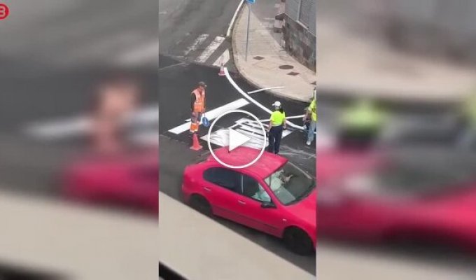 Workers mixed up the letters while marking the road