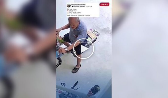 A man removed a seat from someone else's bicycle