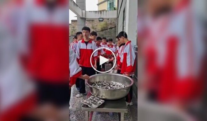 Китайские школьники моют за собой посуду после обеда