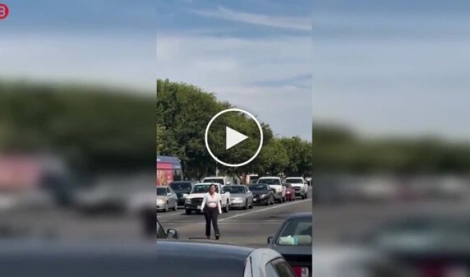 An unexpected reaction: a woman ran screaming to her car after the sound of the horn