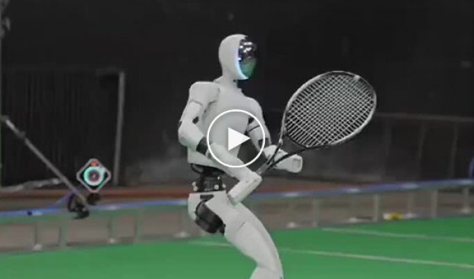 A robot played tennis with people