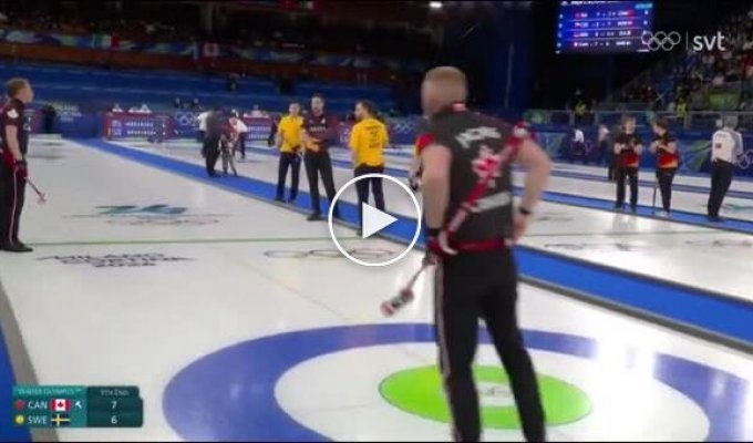 A skirmish at the Olympic curling: a Swede and a Canadian argued over touching a stone