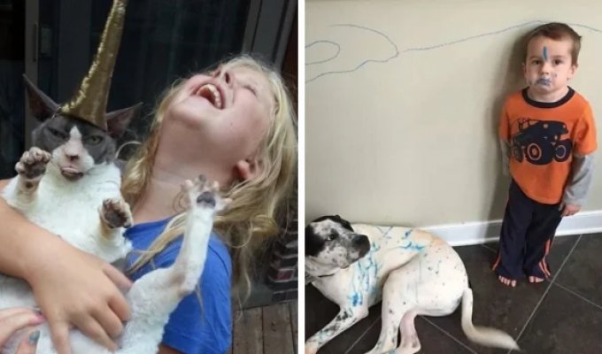 16 Proofs That Life with Children and Pets Is Full of Adventures (17 photos)