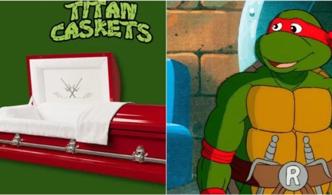 Teenage Mutant Ninja Turtles-themed coffins have been released in the US for those "in their early thirties" (6 photos + 1 video)