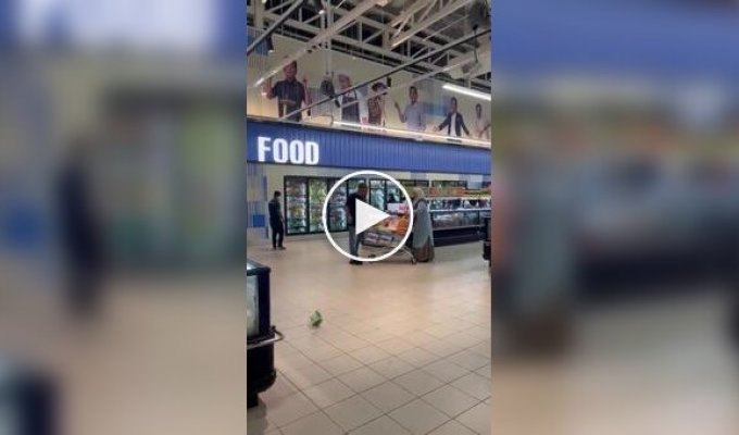 A husband knocked over a shopping cart in a store because he decided that his wife had bought too much