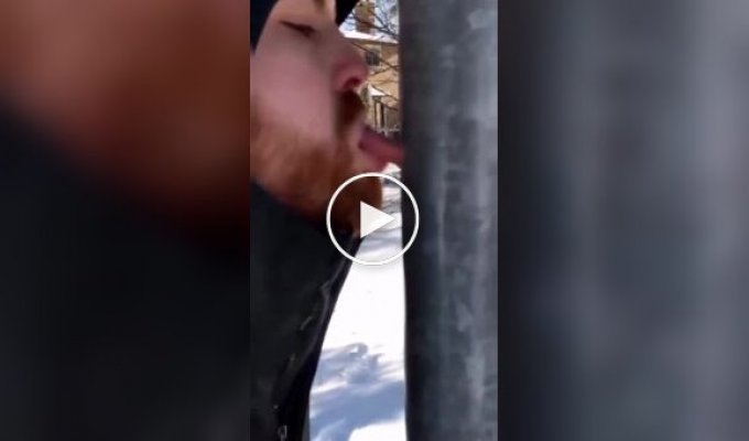 A guy licked metal in the cold