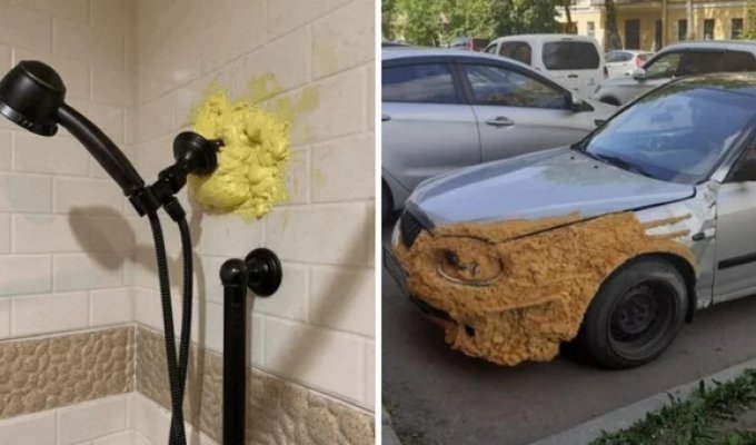 16 смешных доказательств того, что монтажная пена — чудо-подорожник, позволяющий устранить любые поломки (17 фото)