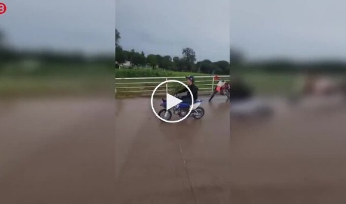 Riding through a puddle at high speed turned out not to be the best idea