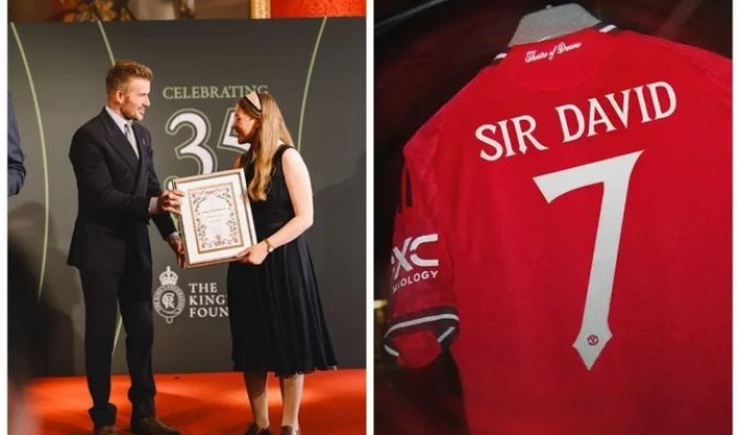 Football player David Beckham was awarded a knighthood (5 photos + 1 video)