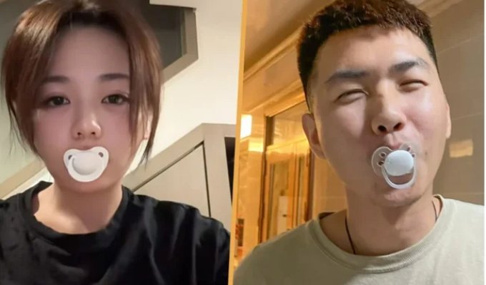 In China, Adults Suck on Pacifiers (4 photos)