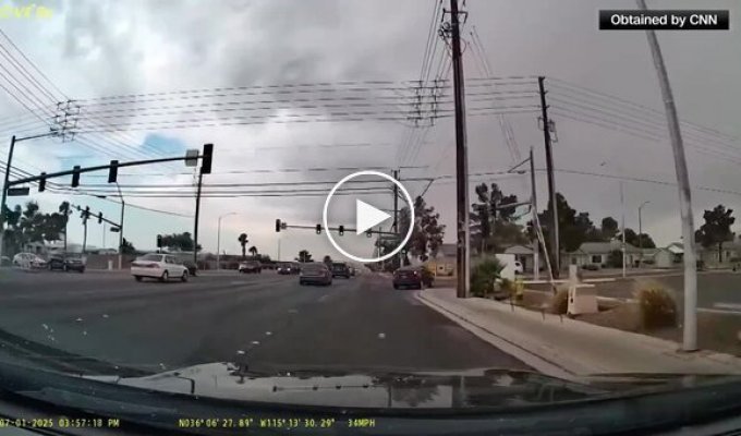 Poles fell onto the road and the lights went out