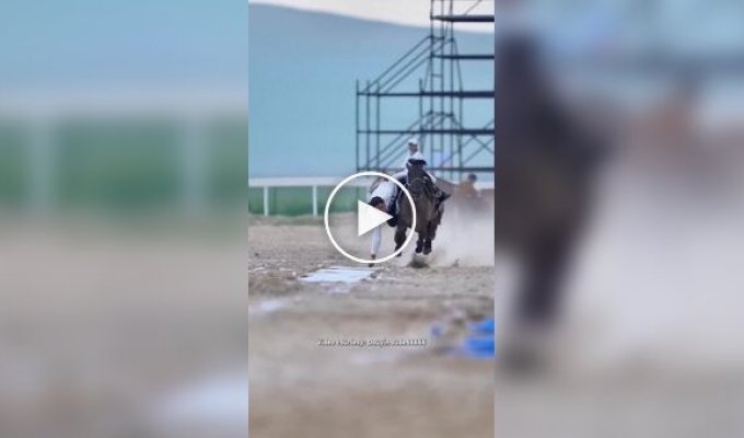 Підйом хадака на скаку — видовищний елемент монгольської джигітівки