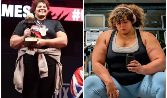 A biological man was named "the strongest woman in the world" in the US (4 photos + 1 video)